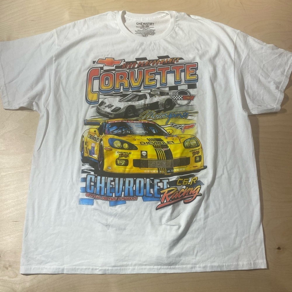Chemistry White Cotton T-Shirt Corvette Racing 2XL (FT)